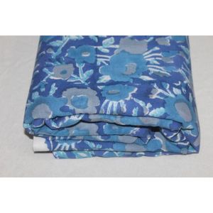 Tissu imprimé à la main Sanganeri bleu indien, 100% coton, pour la décoration de la maison, matériau de rembourrage - Product Image 4