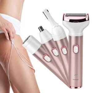 Painless 4-in-1 Portable Waterproof Bikini Trimmer Women Shaver Lady Hair Removal Razor For Face Legs And Underarm