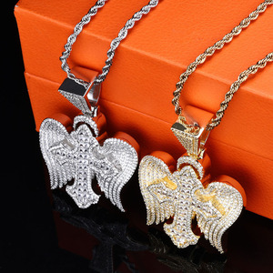 จี้รูปกางเขนปีกนางฟ้าประดับเพชรโมอิสซาไนต์ เงินแท้ 925 ระดับ VVS รูปเหรียญนักบิน ได้รับการรับรองจาก GRA ผ่านการทดสอบ - Product Image 2