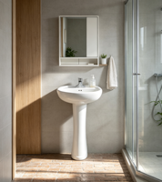 Wastafel Pedestal Bersertifikat CUPC yang Elegan untuk Kamar Mandi, Cocok untuk Vanity 1103