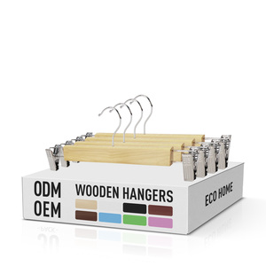 Tự Nhiên Tái Chế Lớp Một Gỗ Jeans Váy Móc Áo Với Di Chuyển Clip Chống Gỉ Móc Quần Móc Áo Cho Tủ Quần Áo Sử Dụng - Product Image 2