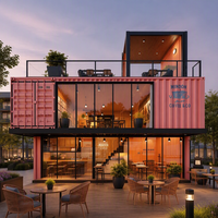 Maison préfabriquée de luxe à 2 étages, bureau modulaire, café avec mur-rideau en verre, terrasse sur le toit, personnalisable