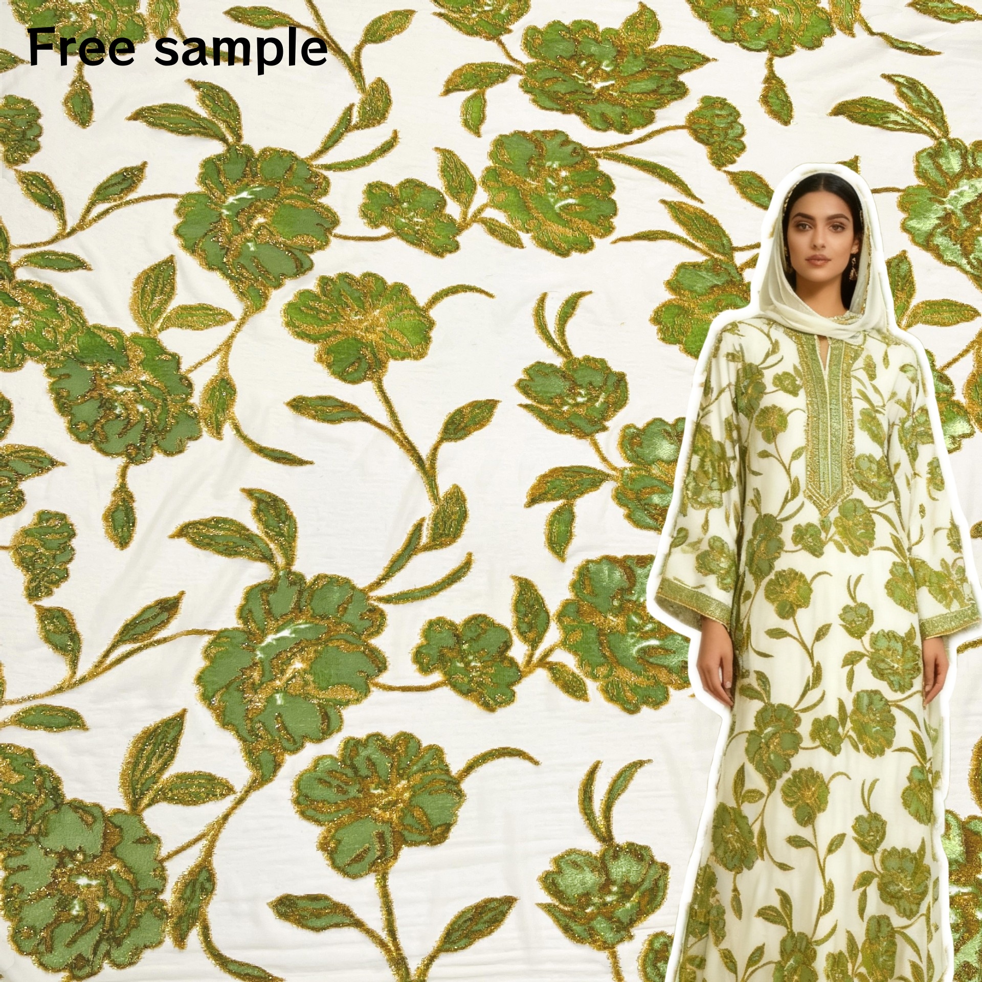 High Quality Lurex Nylon Rayon Jacquard Velvet Dress Fabric Printed Metallic Woven Design for Abaya Muslim Clothing Fabric