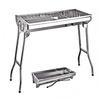 Barbecue au charbon de bois pliable en acier inoxydable, durable et léger, pour 3 à 5 personnes, idéal pour le camping en plein air et l'utilisation dans la cour.