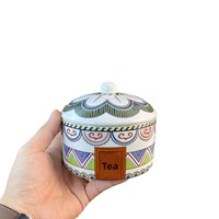 Bol à soupe mongol avec couvercle, en céramique émaillée, style yourte, artisanat ethnique, vaisselle d'hôtel