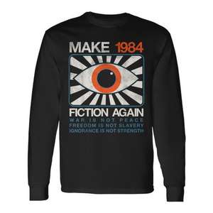 Make 1984 Fiction Again T-shirt à manches longues de style dystopique et déchiré - Product Image 1