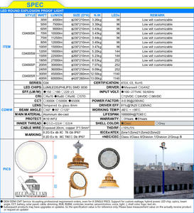 Lámpara de Techo LED Redonda de Aluminio para Exteriores, a Prueba de Explosiones, con Certificación <span class=keywords><strong>ATEX</strong></span>, 100 W, IP67, Venta al por Mayor de Fábrica - Product Image 2