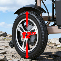 Fauteuil roulant électrique pliable léger à succès, moteur 500W, batterie 12AH 15AH 24AH 30AH, autonomie 45km