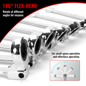 Clé à cliquet à 72 dents à bas prix, lot de 12 pièces, métrique, à tête flexible, pour mécaniciens et réparation automobile - Product Image 5