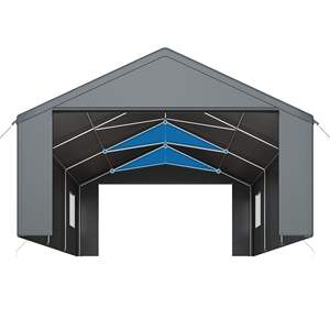 Carport 20x20 FT Heavy Duty Auvent 2 portes à ouverture latérale Fenêtres enroulables <span class=keywords><strong>Garage</strong></span> Voiture Camion Bateau <span class=keywords><strong>Moto</strong></span> - Product Image 5
