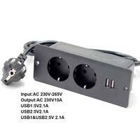 Prise de courant EU homologuée ETL 2AC+2USB |   Prise encastrée 100-240V 10A pour table de conférence et mobilier d'hôtel |   Conception amortie à effet pop-up