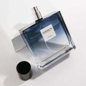 Flacon de parfum de luxe élégant 50ml 100ml, bleu nuit dégradé, rectangulaire, vide, en verre transparent, pour homme, avec vaporisateur - Product Image 2