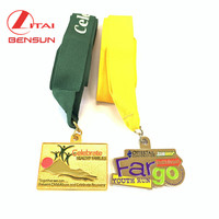 Médaille de sport en métal vierge personnalisable par sublimation, 3D, dorée, pour marathon, vente en gros à prix abordable