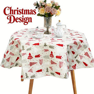 Nappe <span class=keywords><strong>de</strong></span> <span class=keywords><strong>Noël</strong></span> OEM ODM en PEVA avec envers en flanelle - Housse <span class=keywords><strong>de</strong></span> table ronde imperméable et anti-taches pour décorations <span class=keywords><strong>de</strong></span> fêtes - Product Image 1