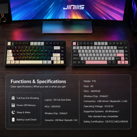 Keyboard Mekanik Jinms F75 Tri Mode 75% Gasket Hot Swappable Knob RGB Backlit Nirkabel 2.4GHz Berkabel Kustom Gaming