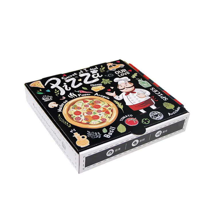 Caja De Pizzas avec impression personnalisée du logo boîte en papier réutilisable biodégradable de 10 14 16 pouces petite mini pizza en carton avec logo de qualité alimentaire