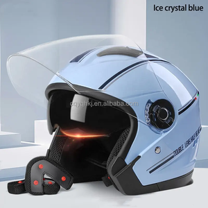 Nouveaux produits : Casque <span class=keywords><strong>moto</strong></span> demi-face avec lentille HD double, accessoires et doublure confortable – Idéal quatre saisons - Product Image 1