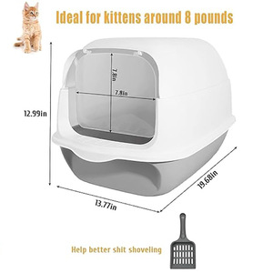 ห้องน้ําแมวราคาดีพลาสติกถาดกล่องครอกแมวขนาดใหญ่ปิดเต็มพร้อมที่<span class=keywords><strong>ตัก</strong></span> - Product Image 4