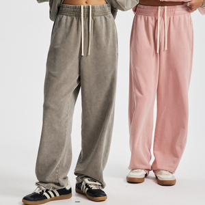 OEM 남자 빈티지 특대 와이드 레그 땀 바지 사용자 정의 로고 헤비급 운동복 산성 세척 스트레이트 다리 고민 헐렁한 스웨트 팬츠 - Product Image 5