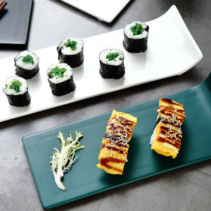 12 inci kreatif Jepang persegi panjang keramik <span class=keywords><strong>Sushi</strong></span> Sashimi piring <span class=keywords><strong>Set</strong></span> peralatan makan kelas tinggi - Product Image 2
