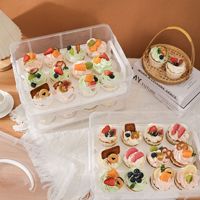 Support à cupcakes écologique, portable, transparent, multicouche, boîte de rangement scellée, boîte d'emballage pour muffins, qualité alimentaire