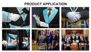 عالية الجودة الكنيسة الماسونية ريجاليا مطرزة سيد الماضي الماسونية ماسون قفازات اليد القطنية البيضاء - Product Image 5