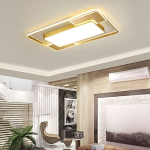 LED Modern <b>Gold</b> Living Room Indoor Ceiling <b>Light</b> with Brass Construction Square Acrylic Lampshade AC Powered Super Bright - Product Image 3