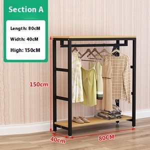 Présentoir de magasin de vêtements double couche pour hommes et femmes <span class=keywords><strong>Porte</strong></span>-manteau en fer simple pour la maison et la chambre à coucher avec verre pour la maison - Product Image 6