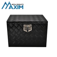 Boîte à outils robuste en aluminium noir pour le dessous de caisse de camion |   Pneu à 5 barres |   Serrure de sécurité pour pick-up, remorque et rangement de camping-car