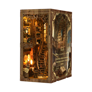Décor créatif en bois Alley Book Nook Diy 3d Nom personnalisé fait à la main mécanique Mini modèle jouet serre-livres - Product Image 2