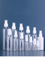 Vente en gros de flacons vaporisateurs de parfum PET pour lotion 30ml 500ml brume transparente eau tonifiante différentes tailles pour emballage de lotion