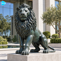 Sculpture de lion en bronze régale, moulée à la cire perdue, statue animale durable, décoration d'entrée pour villa, place, cour, jardin, aménagement paysager