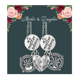 Regalo per la festa della mamma non importa dove madre figlia bussola ciondolo gioielli collane regalo per la collana delle figlie della mamma - Product Image 1
