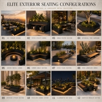 Banc de jardin et jardinière combinés YISHANG en acier avec motif imitation bois, mobilier d'extérieur