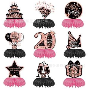 Decoraciones de Mesa para Cumpleaños, Centros de Mesa de Panal de Abeja, Rosa y Negro, Artículos para Fiestas de 20 Aniversario, Decoración de Escenarios, 20-40 Piezas de Lujo - Product Image 5