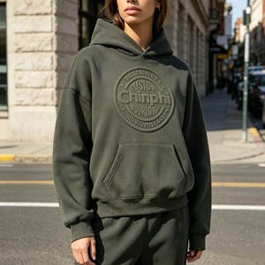 เสื้อฮู้ดดี้โอเวอร์ไซส์ ผ้าฝ้ายเฟรนช์เทอร์รี่ฟลีซ 100% สตรีทแวร์ ยูนิเซ็กส์ หนานุ่ม พิมพ์ลายนูน - Product Image 1