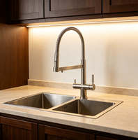 Robinet de cuisine moderne en acier inoxydable avec filtre à eau 4-en-1 et robinet mélangeur 4 voies pour eau potable