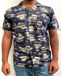 Polo en sergé de coton confortable de collection d'été pour hommes 100% popeline AOP matériau respirant tout imprimé design flanelle - Product Image 1