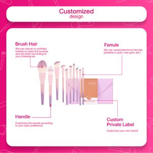 Ensemble de 13 pinceaux de maquillage personnalisés OEM ODM, poils en nylon, manche en bois, étui de voyage en PU, étiquette privée pour coffrets cadeaux - Product Image 3