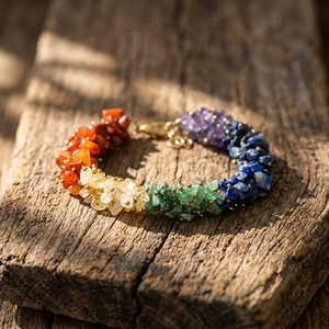 Bracelet bohème en perles de cristal multicolores, plaqué or, fermoir poli, unisexe, bijou cadeau du Gujarat - Product Image 4