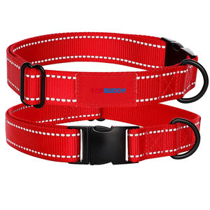 <span class=keywords><strong>Collar</strong></span> reflectante para perro con correa totalmente ajustable, parche impreso personalizado, <span class=keywords><strong>Collar</strong></span> duradero de nailon para perro para seguridad nocturna - Product Image 1