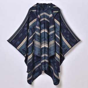 Chal Grueso de Jacquard para Mujer, Otoño Invierno, Nuevo, Cálido, con Capucha, Estilo Étnico - Product Image 6