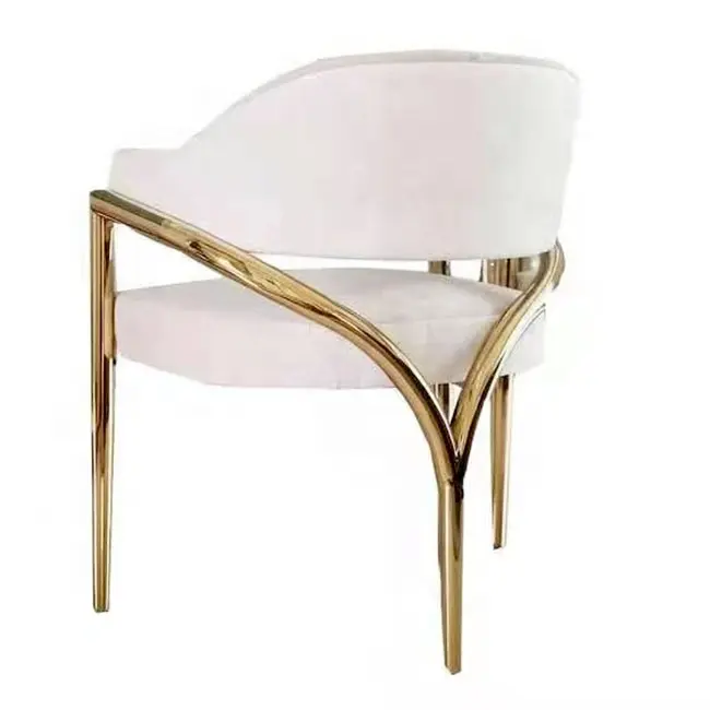 고품질 현대 디자인 이탈리아 웨딩 가구 금속 골드 화이트 벨벳 다이닝 의자