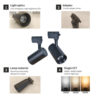 Ronse 24 Chùm tia góc thương mại theo dõi ánh sáng 24 <span class=keywords><strong>Watt</strong></span> <span class=keywords><strong>LED</strong></span> <span class=keywords><strong>COB</strong></span> nhôm nhà ở có thể điều chỉnh 350 xoay ngang cao CRI ánh sáng - Product Image 5