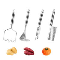 4 Stuks Groente Fruit Dunschiller Mes Snijder Pers Roestvrijstalen Aardappel Ricer Stamper Set Voor Keuken Gadgets