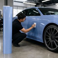 Film de protection PPF bleu brume personnalisé avec logo, résistant aux UV, brillant, pour voitures de luxe – Vente en gros