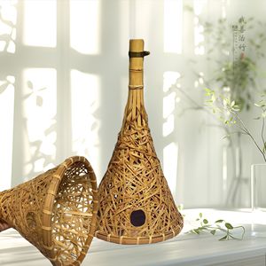 Bamboo Woven Pendant Lights Bell Shape E27 Led Home <b>Decoration</b> <b>Lighting</b> Fixtures Zen Tea Room Style Easy Installation - Product Image 3