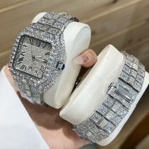 Orologio da Uomo di Lusso con Diamanti Incastonati e Zirconi Quadrato 40mm Alta Qualità Orologio Argento Design Moda Casual - Product Image 2