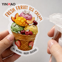 Autocollants personnalisés pour crème glacée aux fruits frais, découpés à la forme, étiquettes en vinyle imperméables pour gobelets, contenants, emballages alimentaires, logo de boutique