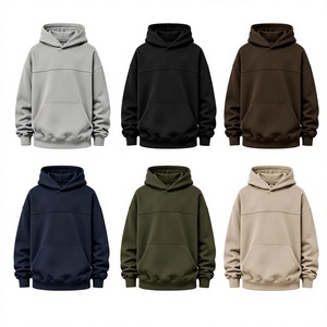 เสื้อสเวตเชิ้ตมีฮู้ดผู้ชายสีเขียวมะกอก ผ้าฟลีซทรงโอเวอร์ไซส์ สีพื้น ดีไซน์กระเป๋า แขนปกติ ใส่ได้ในฤดูใบไม้ร่วง รุ่นปี 2027 - Product Image 6